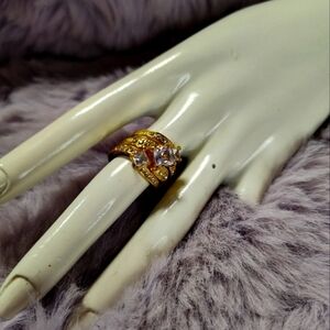 3-Piece Engagement Lovecore Princess cubic zirconia with round baguettes size 6